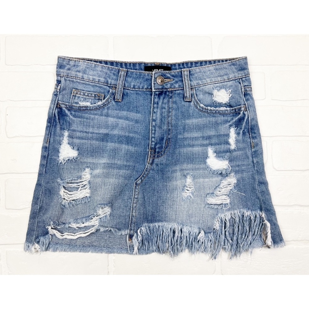 Vervet Ripped Distressed Denim Jean Mini Skirt Blue Size 25